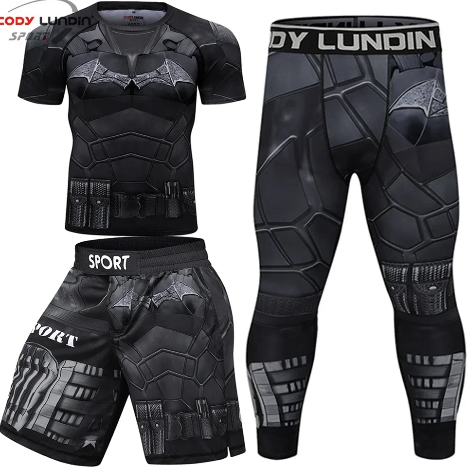 MMA mężczyźni Rashguard t-shirty + spodnie Rash Guard spodenki Muay Thai BJJ dres koszulki bokserskie MMA kompresja Kickboxing odzież sportowa