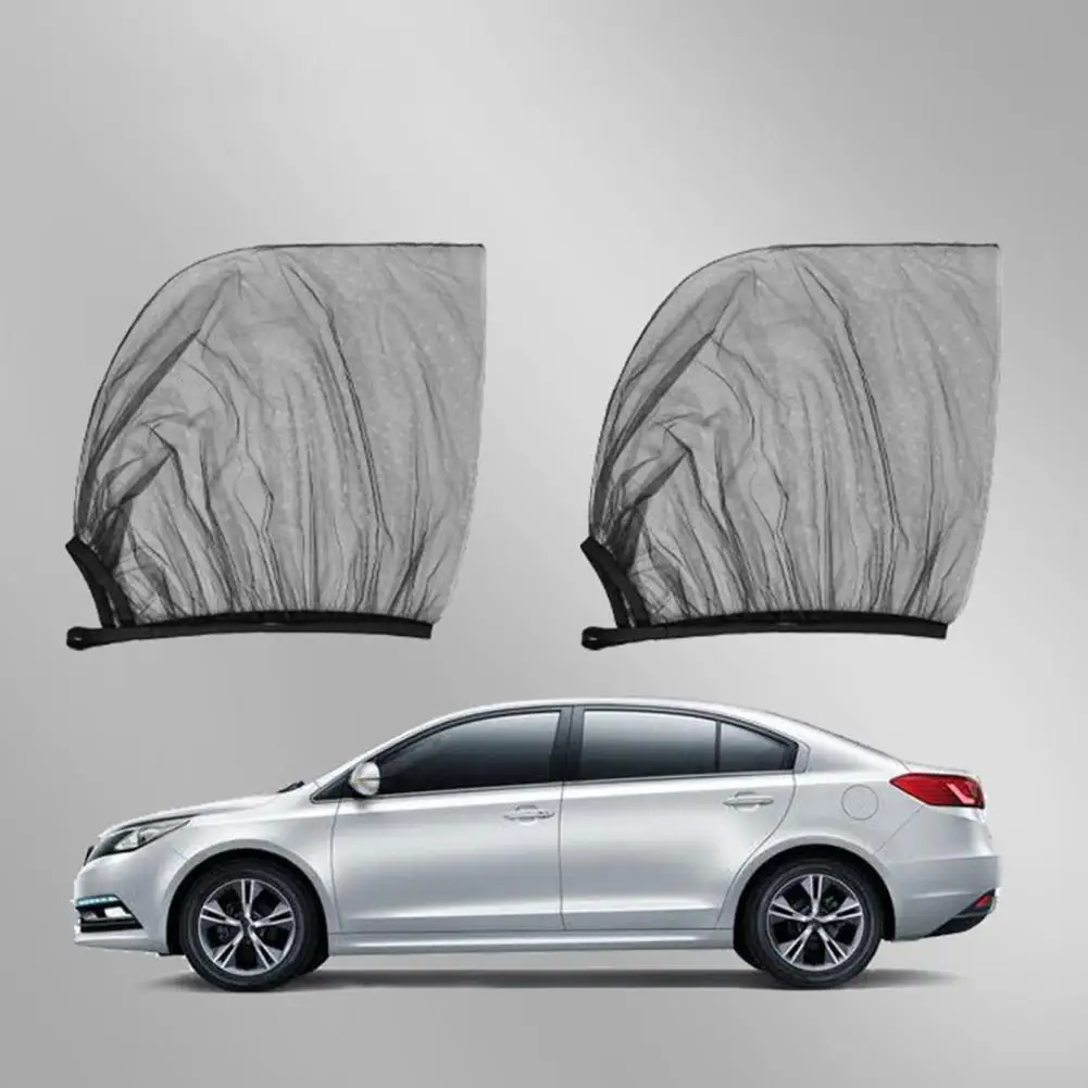 Mosquito-proof Car Window Screens Car Window Uv-proof Protection Mosquito Net Curtain for Front Rear Windows Set of 2 Dual-layer