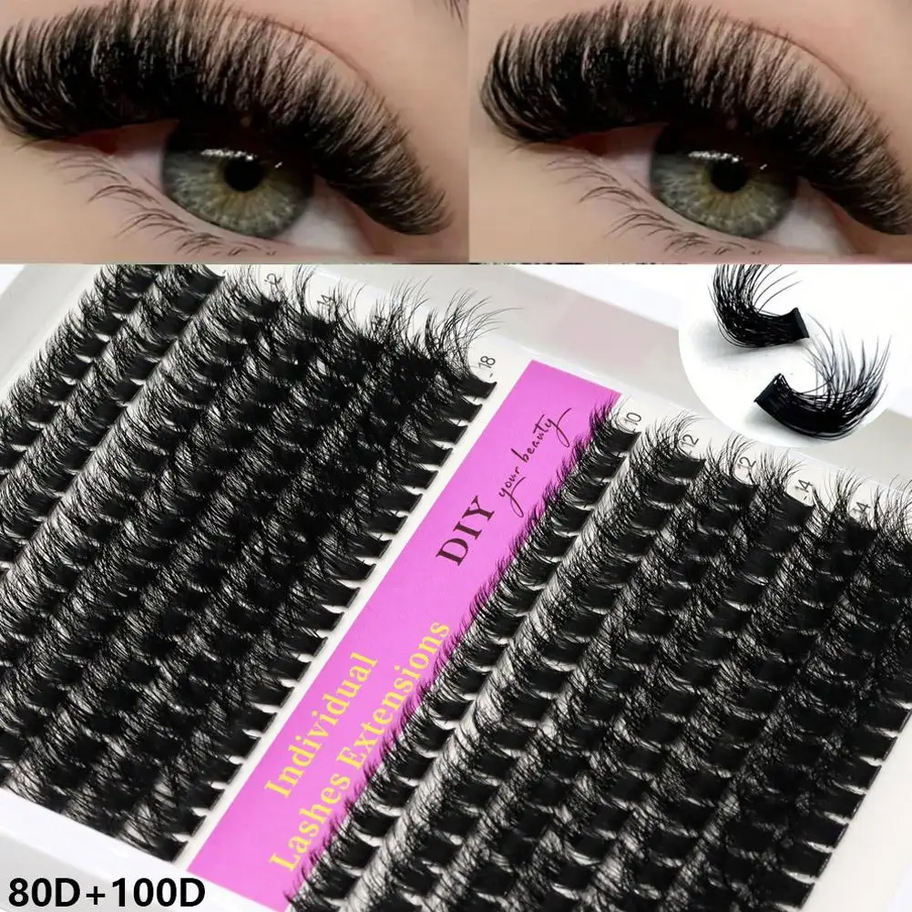 Cílios clusters falso vison cílios extensão volumoso fofo fino gato cílios clusters maquiagem
