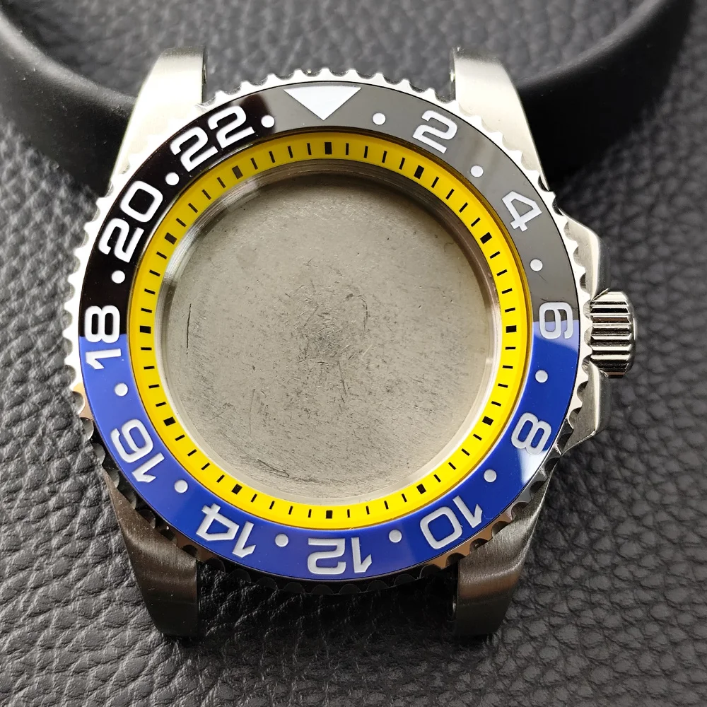 NH35 High-quality 40.5mm Silvery GMT Have Chapter Ring Steel Case Fit NH34 NH35 NH36 Movement Sapphire Glass Watch Box image 3