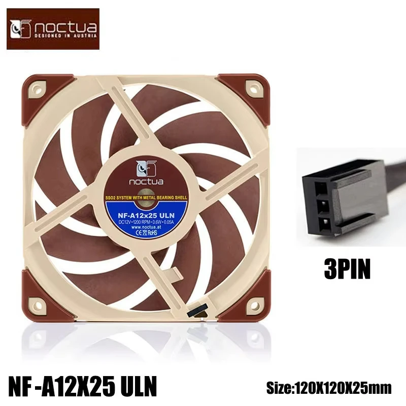 Noctua NF-A12x25 PWM 12CM Case Fan Intelligent Temperature Control 4-Pin Cold Exhaust Fan Water-Coled Exhaust Cooling Fan