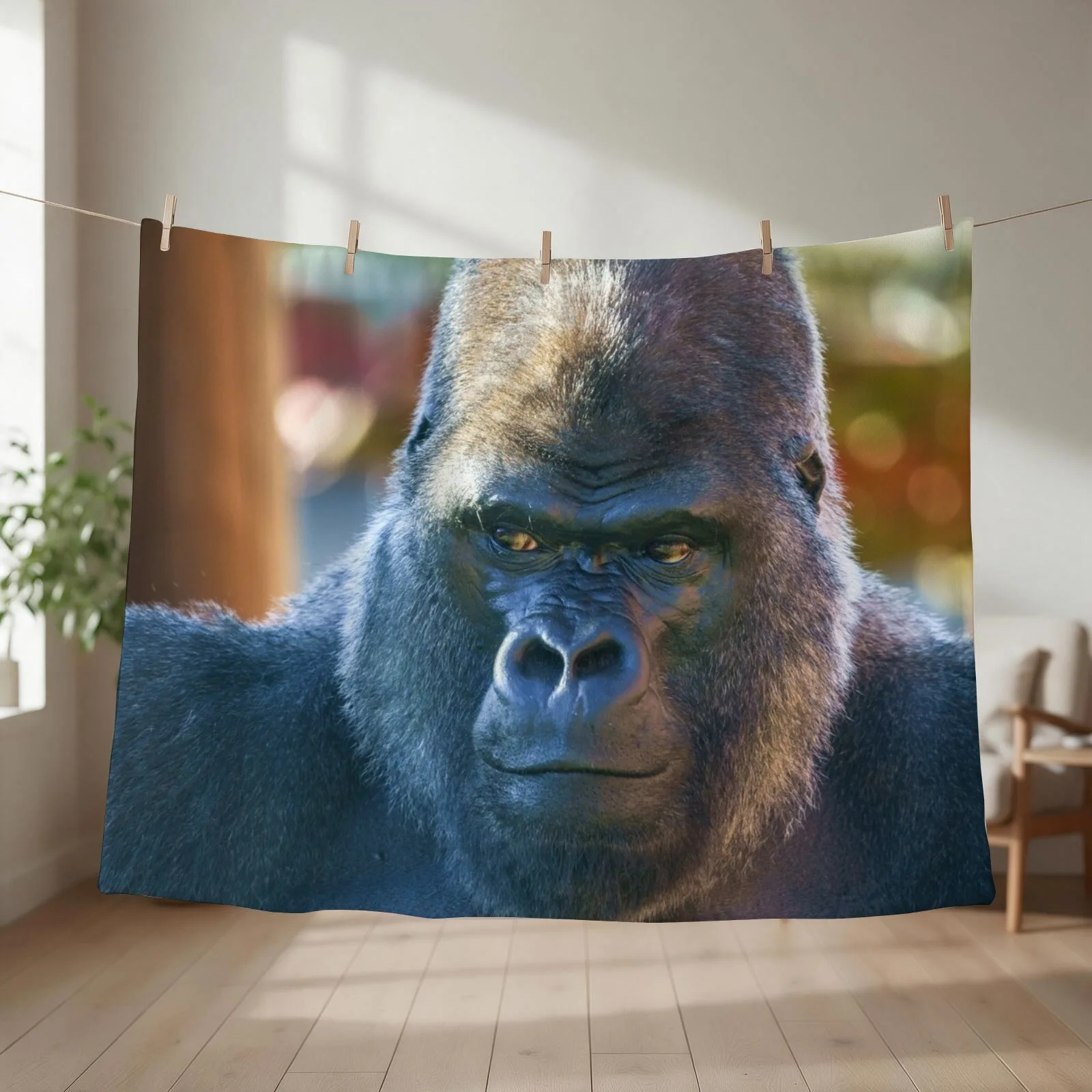 Gorilla Look Throw Blanket couch cozy soft plush fuzzy picnic outdoor blanket