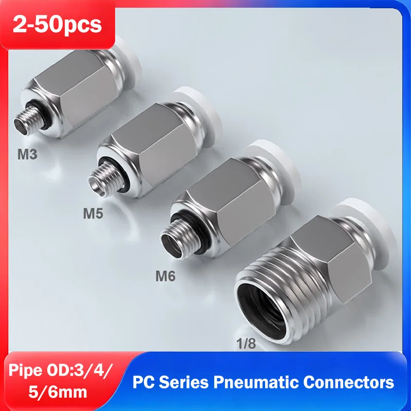 PC Mini Pneumatic Quick Connector Throttle Valve Outer Thread M3 M5 M6 PT1/8