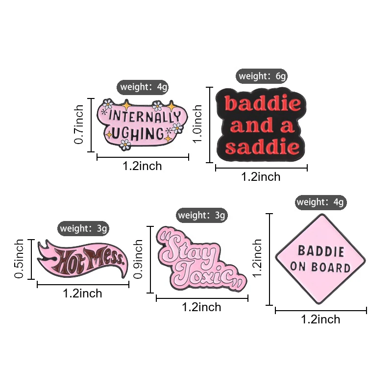 Gen Z Meme Enamel Pins Internally Ughing Baddie and a Saddie Brooches Stay Toxic Badges Hot Mess Jewelry Gift for Fans Friends