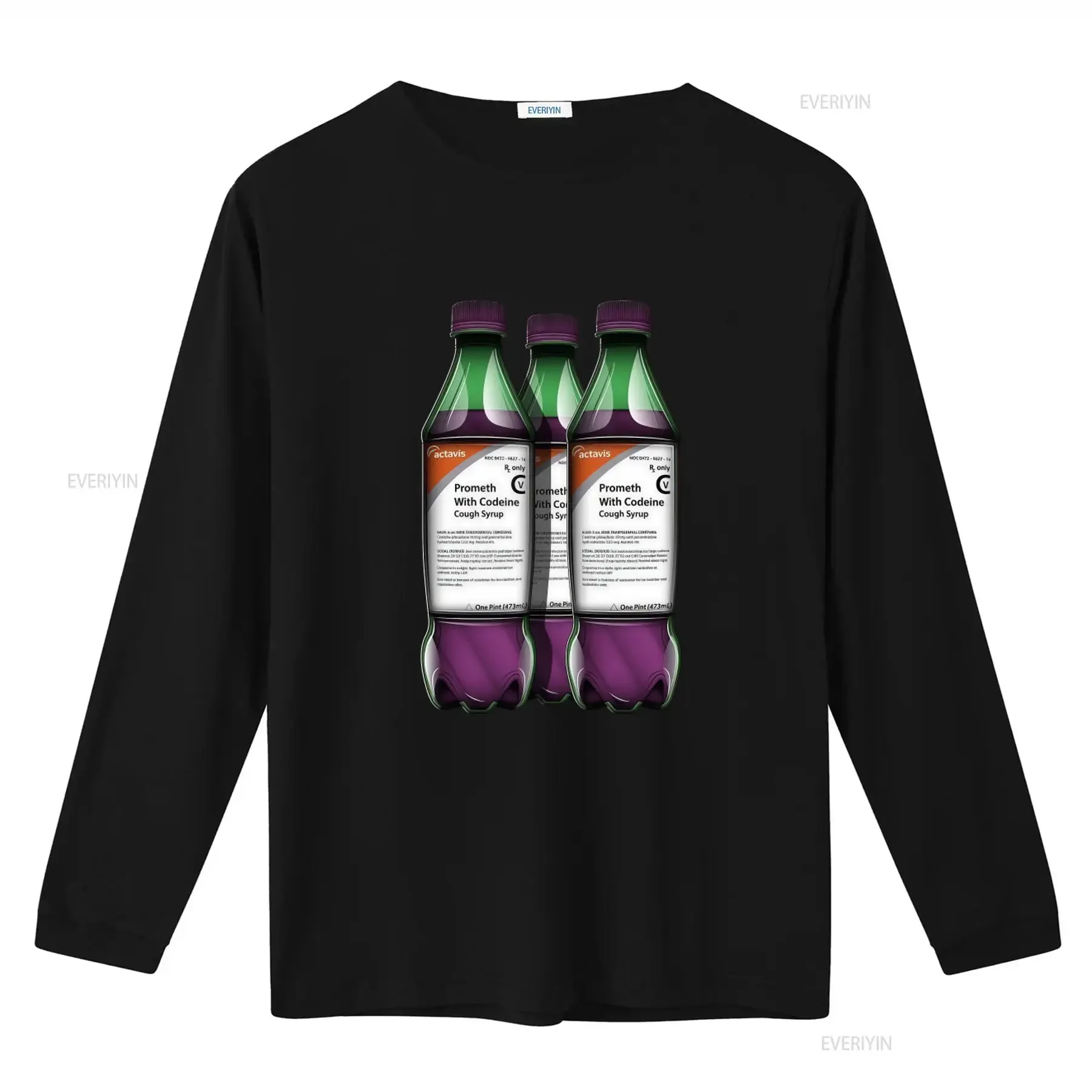 Lean Wock Bottle Streetwear T Shirt Prometh With Codeine Cough Syrup Design vintage Washed Breathable Soft designer clothes