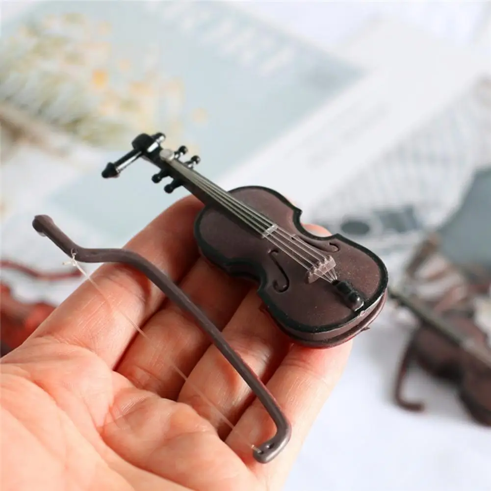 1/12 Mini Guitar Simulated Doll House Violin Premium Texture Red Miniature Dollhouse Violin Ukulele Guitar Toy Home Decoration