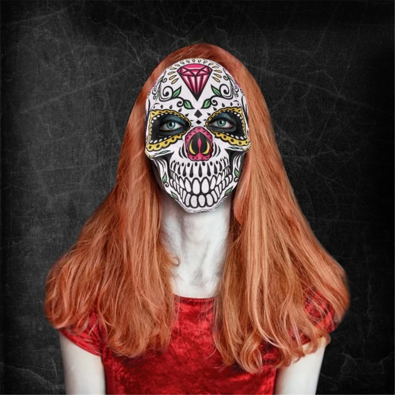 Classic-Mexican Day of the Dead Mask Halloween Mask Skull Print Mask Halloween Festivals Costume Prop for Men Women