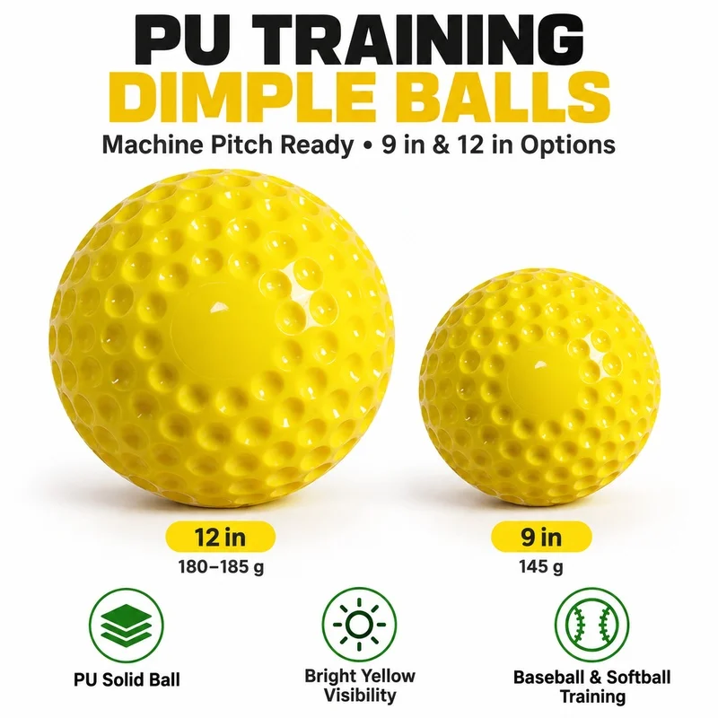 12/24 Pack Dimpled Baseball Training Balls, PU Pitching Machine Practice Balls for Batting Training Indoor Outdoor Sports