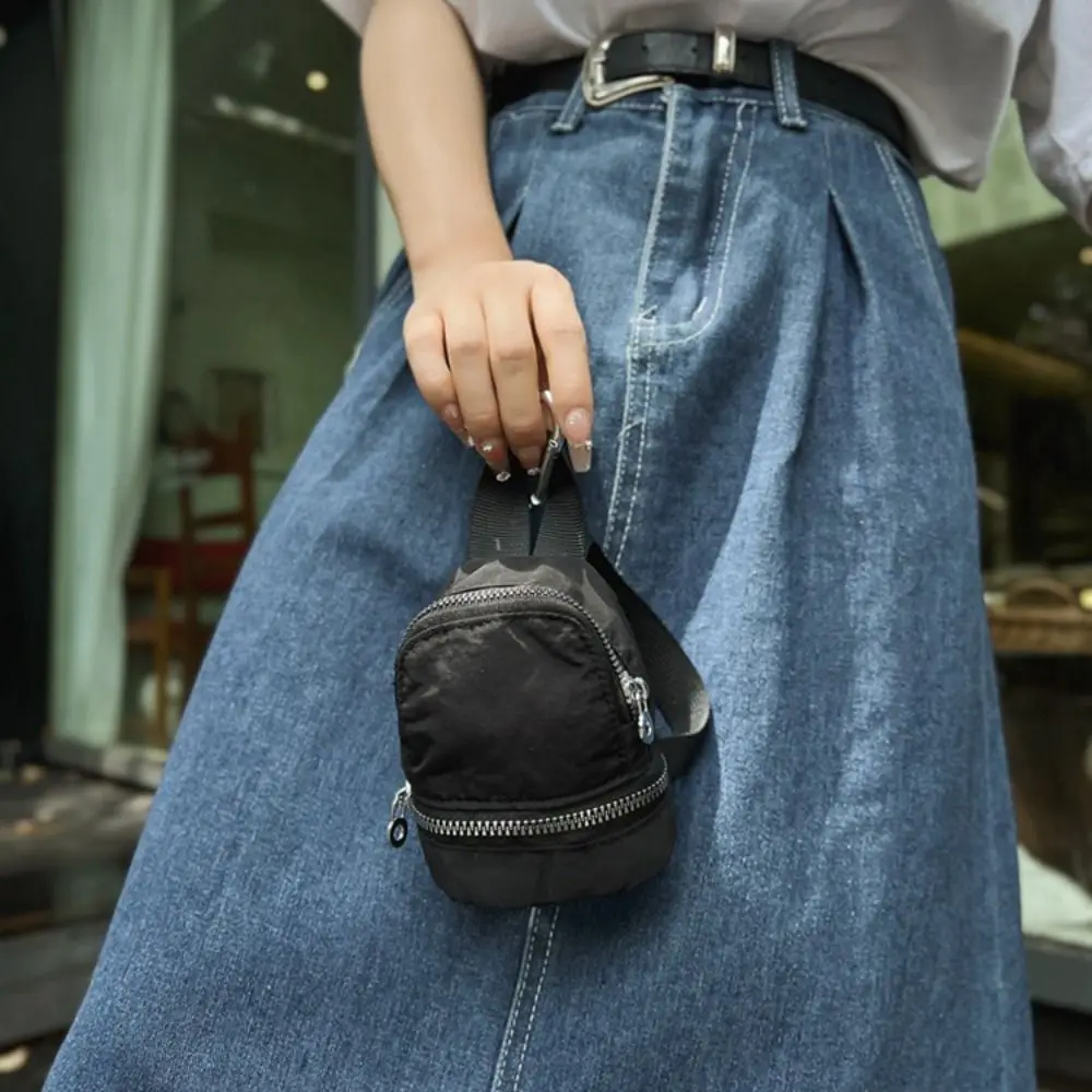 

Fashion Solid Color Nylon Mini Backpack Sling Hanging Bag Pendant Korean Style Mini Handbag Small Wallet Travel