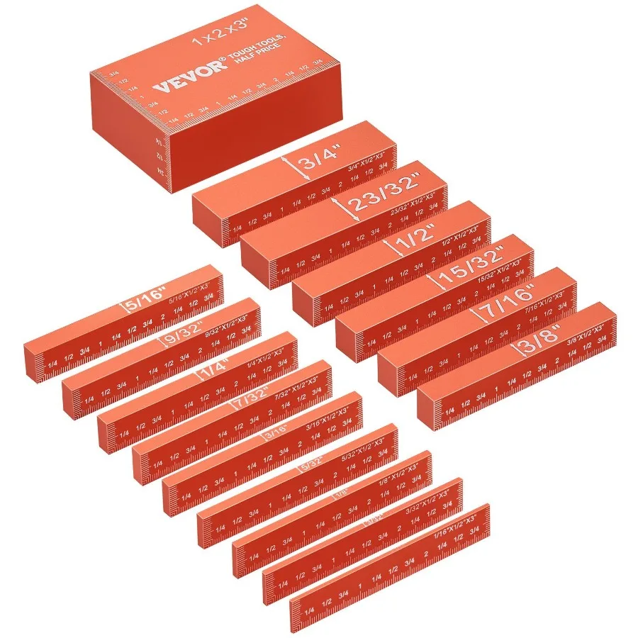 

Setup Blocks Woodworking Tools 16Piece Precision Height Gauge Block Set with Clearly Laser Engraved Size Markings and Storage