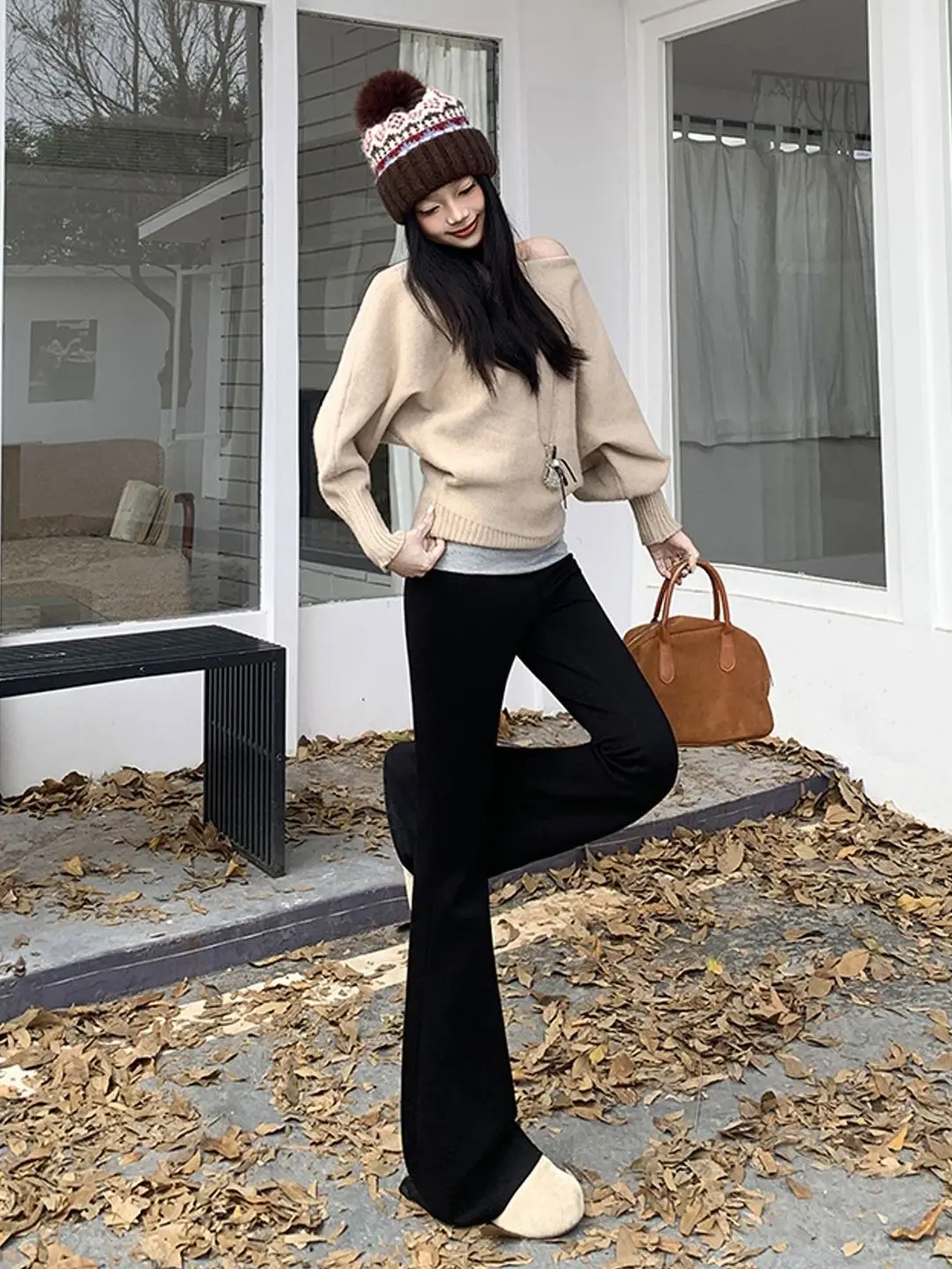 Hohe Taille Breite Bein Yoga Hosen frauen Casual Hohe Taille Spleißen Micro Ausgestelltes Hosen Herbst Winter Abnehmen Bein Verlängerung