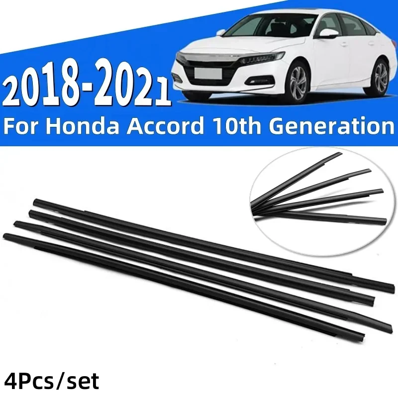 

4Pcs Window Weatherstrip Car Window Glass Waterproof Pressure Strip for Honda Accord 10th Generation 2018-2021