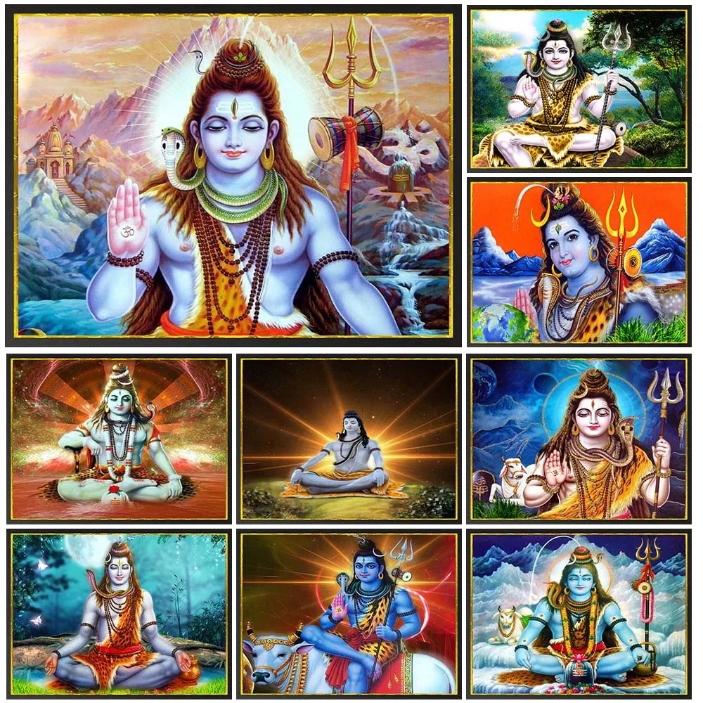 

Lord Shiva sit in Meditation Hinduism Religion Prints Wall Pictures For Living Room Poster Wall Art Canvas Painting Unframed