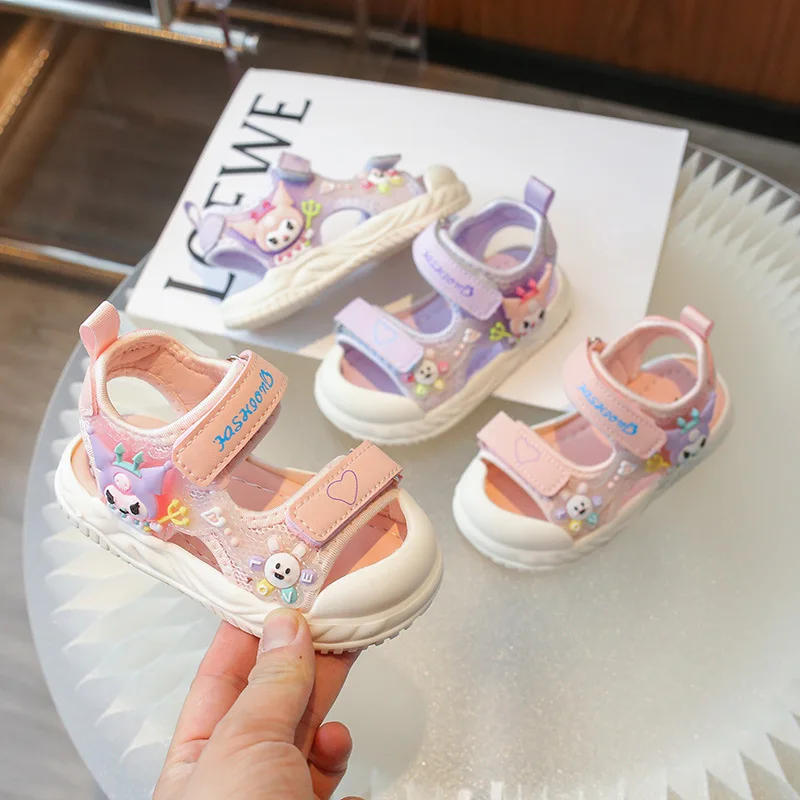 Children Sandals Girls Cute Cartoon Anti-kick Infant Sandals Non-slip Soft Sole Beach Sandals Size 21-30