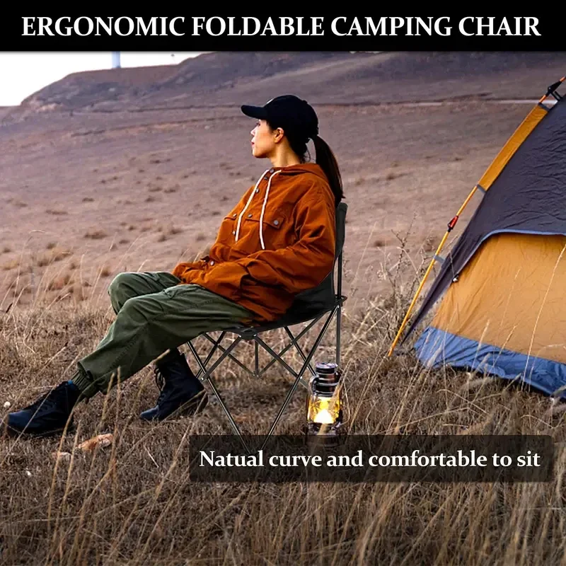 Faltbarer Leichter Outdoor-Loungesitz, Oxford-Stoff Campingstuhl mit Seitentasche für Strand & Angeln – Detail 2