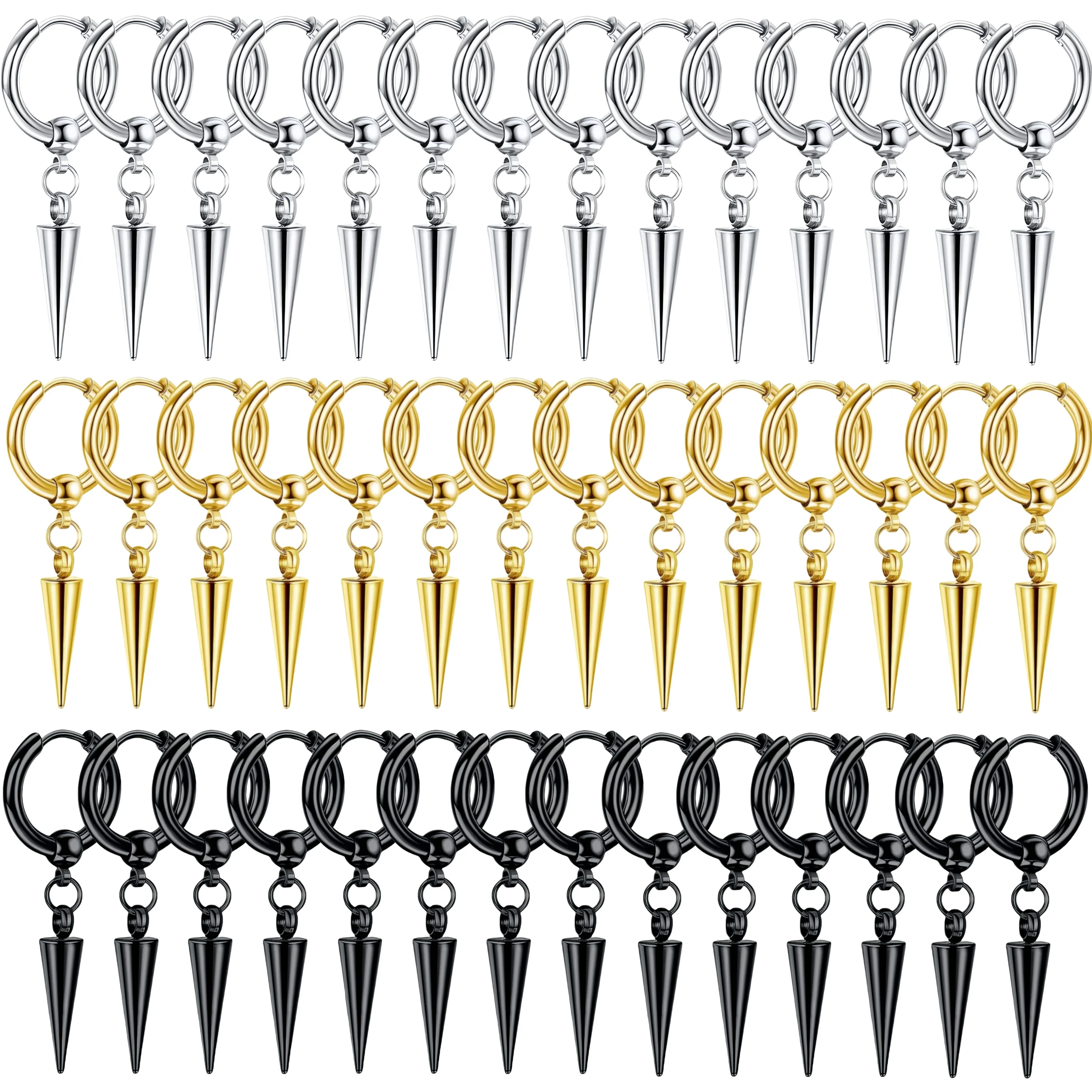 

10 Pairs Punk Minimalist Water Drop Stainless Steel Black Male Piercing Hoop Earing for Female Jewelry Accessories Trend New In