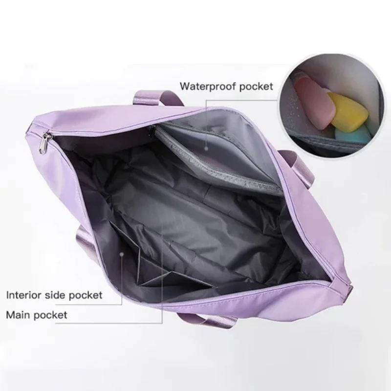 Bolso de viaje de doble capa de alta capacidad para mujer, bolsa de hombro de lona, resistente al agua, bandolera deportiva para fitness