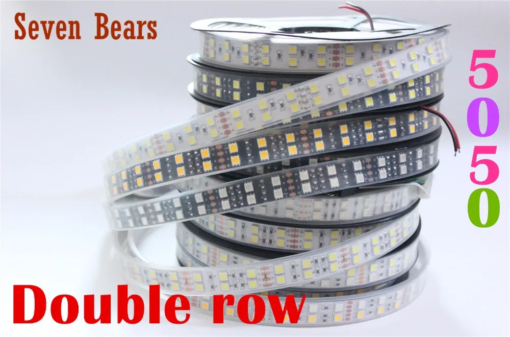 DC12V 24V 120 leds/m biała/czarna taśma led PCB 5050 5 m/rolka dwurzędowa wodoodporna IP67 IP20 ciepła biała/biała/taśma oświetleniowa led RGB