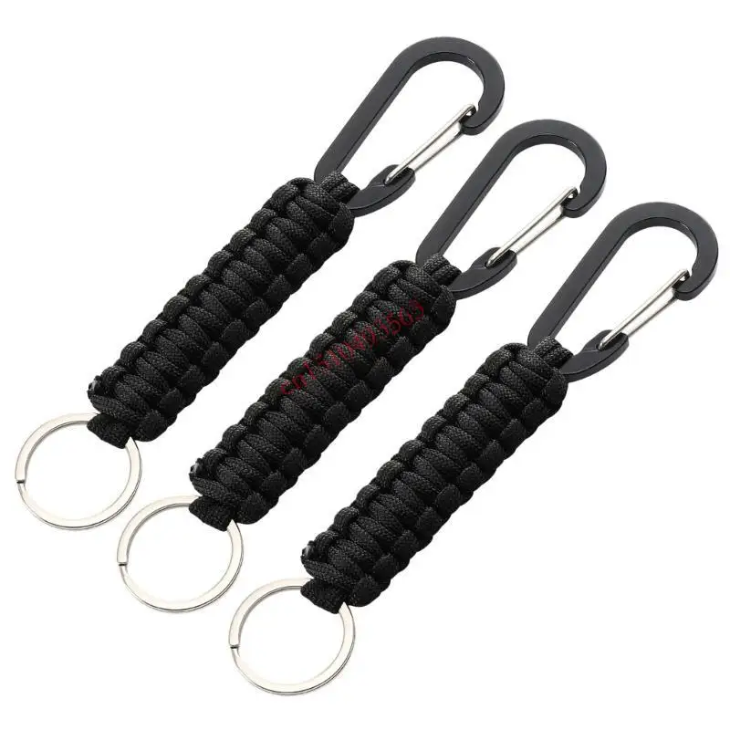 448C 3 قطعة سلسلة المفاتيح Paracord مع حلقة تسلق حبل مضفر كليب خواتم هوك حبل مضفر حبل سلسلة مفاتيح أدوات إنقاذ في الهواء الطلق #1