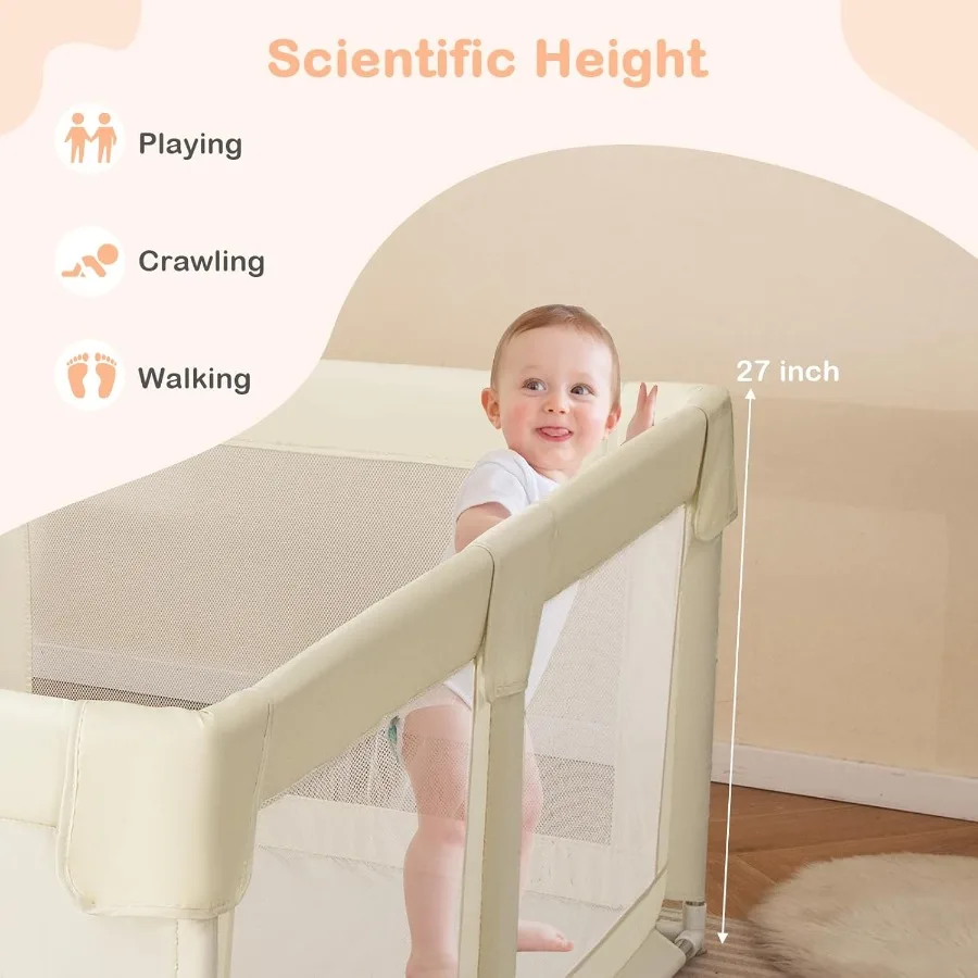 روضة أطفال كبيرة مقاس 75 بوصة × 59 بوصة مركز أنشطة للأطفال الصغار مع أبواب بسحاب حقيبة تخزين شبكية للاستخدام الداخلي والخارجي وساحة لعب للأطفال #5