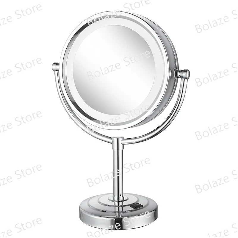 Makeup Mirror LED Light Desktop European Style Beauty Mirror Double-sided Desk Lamp Magnifying Glass High-definition Rotating