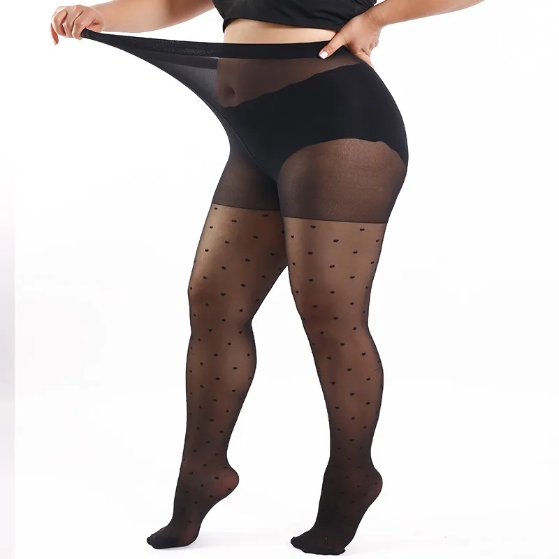 Plus Size Seamless Pantyhose XL-4XL, Super Elastic Magical Dot Tights, Anti Hook Wear Resistant Soft  Stockings For Women