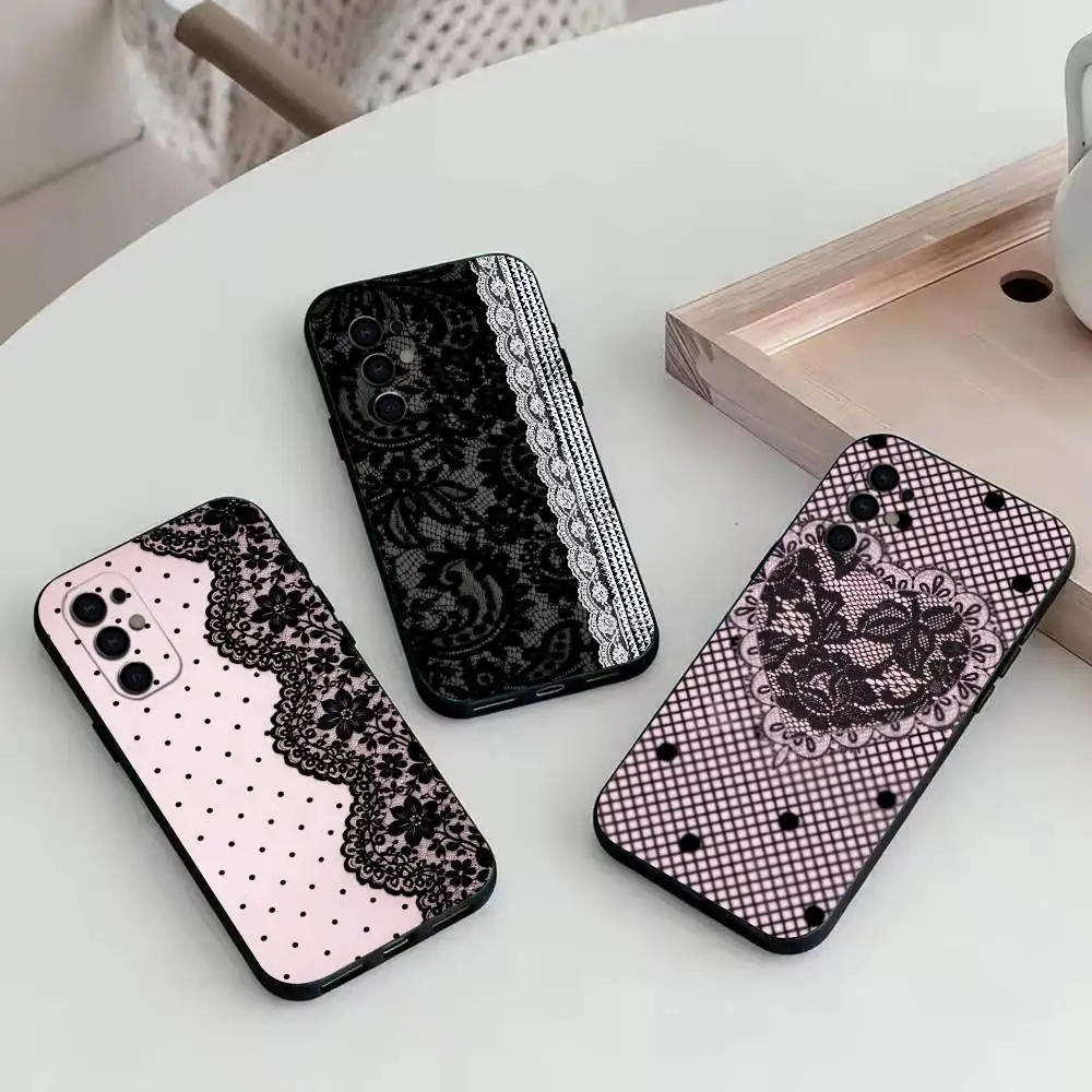 

Elegant black lace print design Phone Case For Samsung S25,S24,S21,S22,S23,S30,Ultra,S20,Plus,Fe,Lite,Note,10,Black Cover