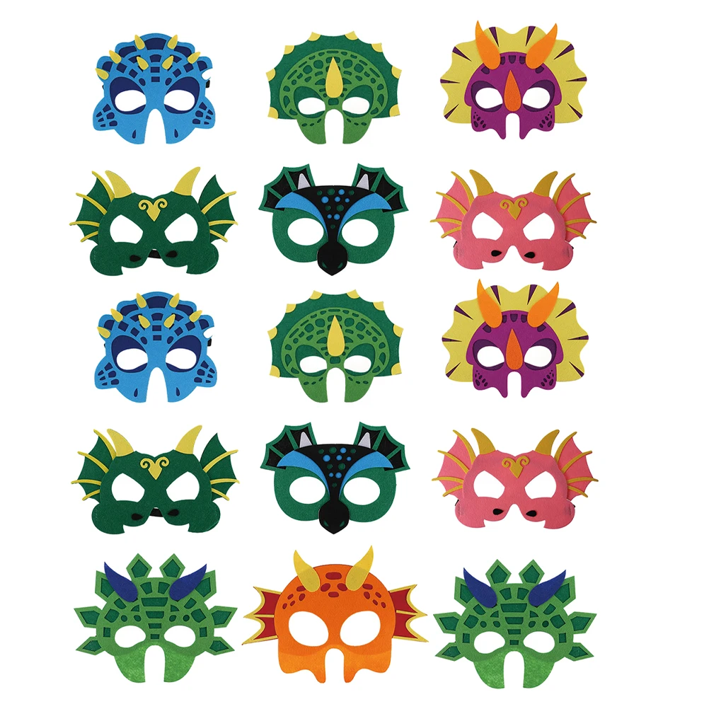 15 pçs máscaras de dinossauro brinquedos de feltro seguro halloween carnaval festa suprimentos decorações de aniversário crianças adultos dinossauros