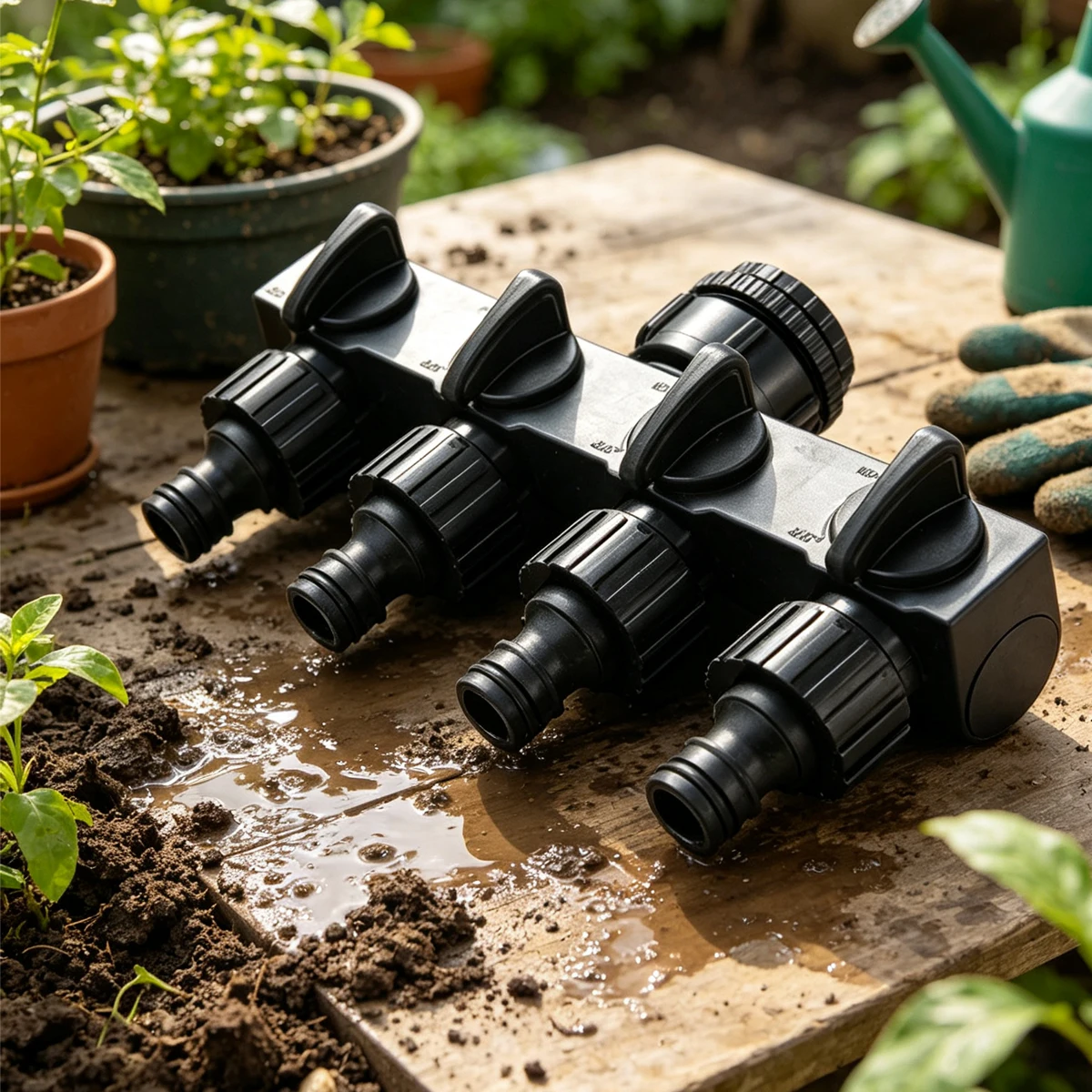 Garden Hose Water Splitter Multi‑Outlet Quick Switch Connector for Lawn Irrigation Plant Watering Car Washing Outdoor Accessorie