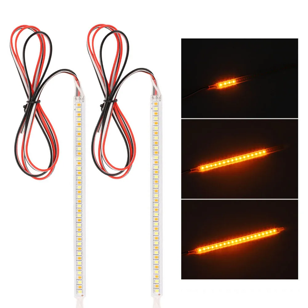 2Pcs Car Rearview Mirror Indicator Lamp DRL Streamer Tape LED Flowing Turn Signal Lamp DRL Streamer Tape W/ Turn Signal Bar Part