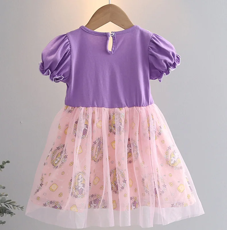 Vestido de festa de aniversário feminino, 100% algodão, Elsa, Rapunzel, Sereia, Roupa de criança, Princesa infantil, Halloween, 1 a 8 anos, 2024