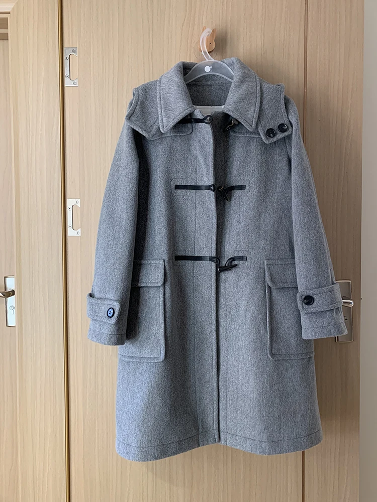 

Женское шерстяное пальто Bla с пуговицами и узором в виде звезды и луны, длинный све, осенне-зимний топ