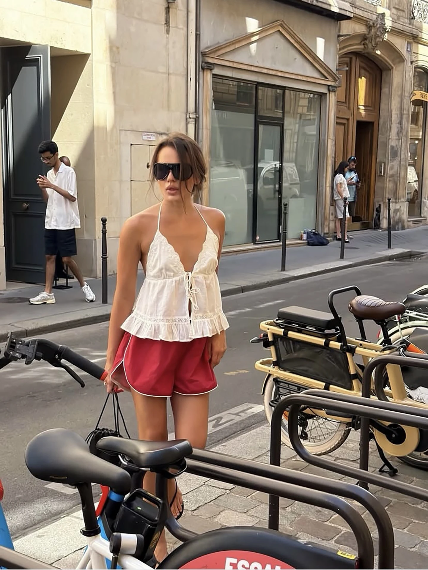 Romantic White  Knot Backless Embroidered Top Holiday Atmosphere Beautiful Summer French Style Women's Vest Dress