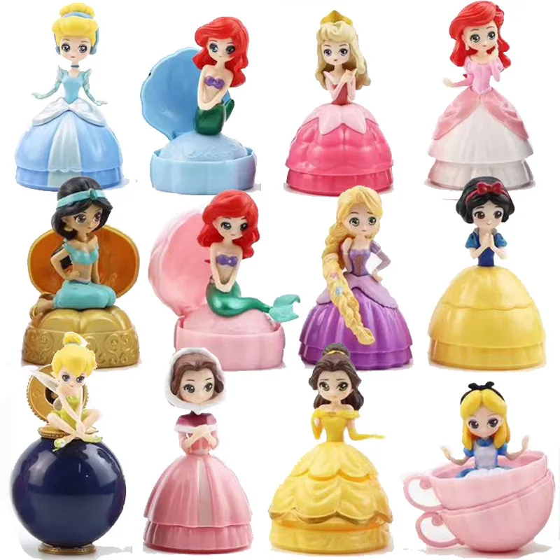 Popular Kawaii 1set Princess Snow White Cinderella Action Figure Toy Doll For Children Gifts Ornament Assembly Decoration Gift