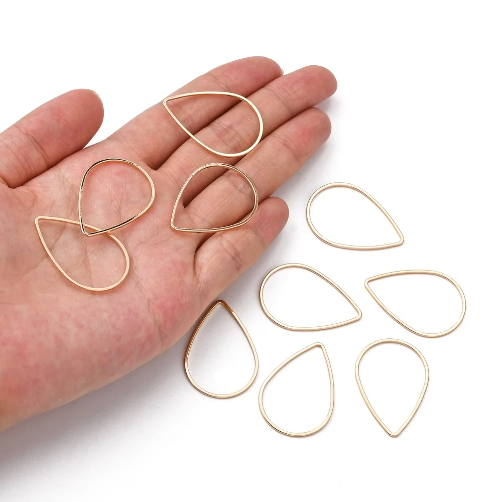 Brass Linking Rings Teardrop Light Gold