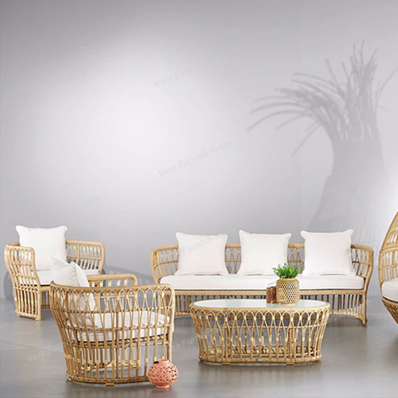 

Outdoor Living Room Garden Sofas Modern Waterproof Courtyard Simple Garden Sofas Terrace Pe Rattan Furniture Sofá Jardín MHHYSF
