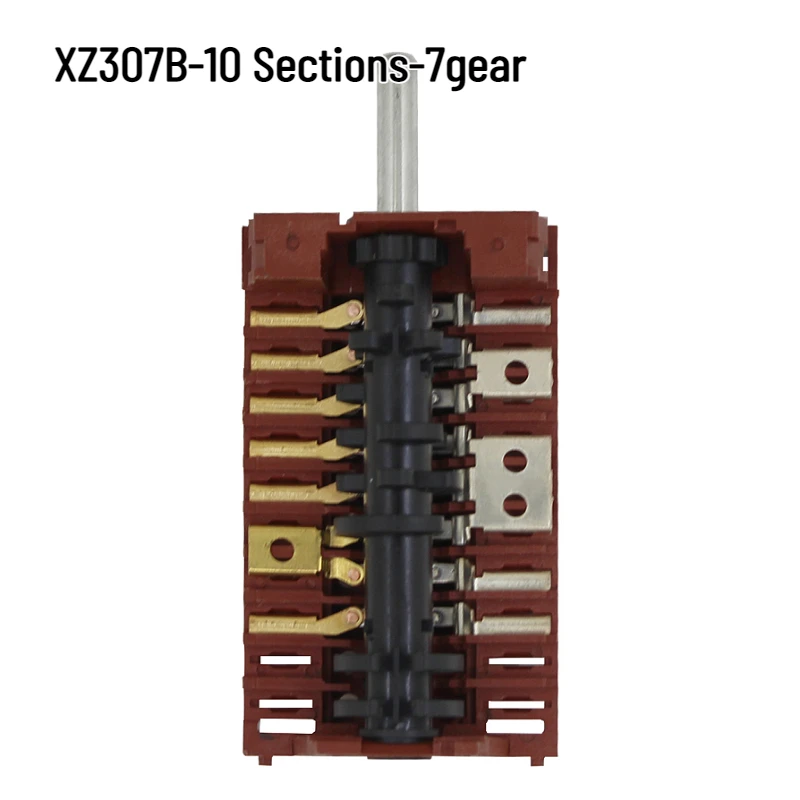 

1 шт., 250 В, 16 А, положительный переключатель XZ307B-10 секций-7 передач для духовки, пароварки, поворотный электрический нагреватель, ручка питания, функциональный переключатель