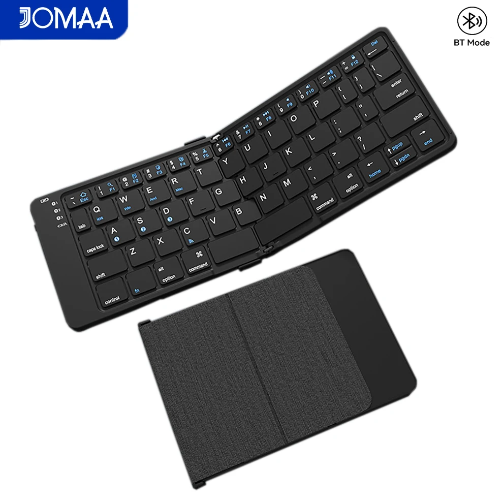 Foldable Bluetooth5.1 Wireless Keyboard for PC/Laptop/Tablet, Rechargeable Portable 64Key Wireless Travel Keypad with PU Leather
