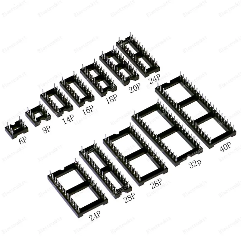 115pcs 12Values Round Hole Socket Assorted Kit Connector DIP6 DIP8 DIP14 DIP16 DIP18 DIP20 DIP24  DIP28 DIP40 Pin Sockets set