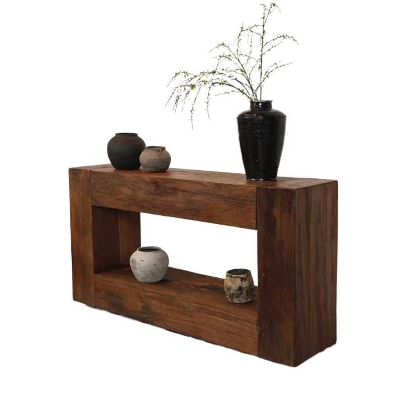 

Приставной шкаф Wabi Sanfeng в средневековом ретро-стиле для прихожей, декоративный пристенный шкаф из массива дерева для гостевого дома