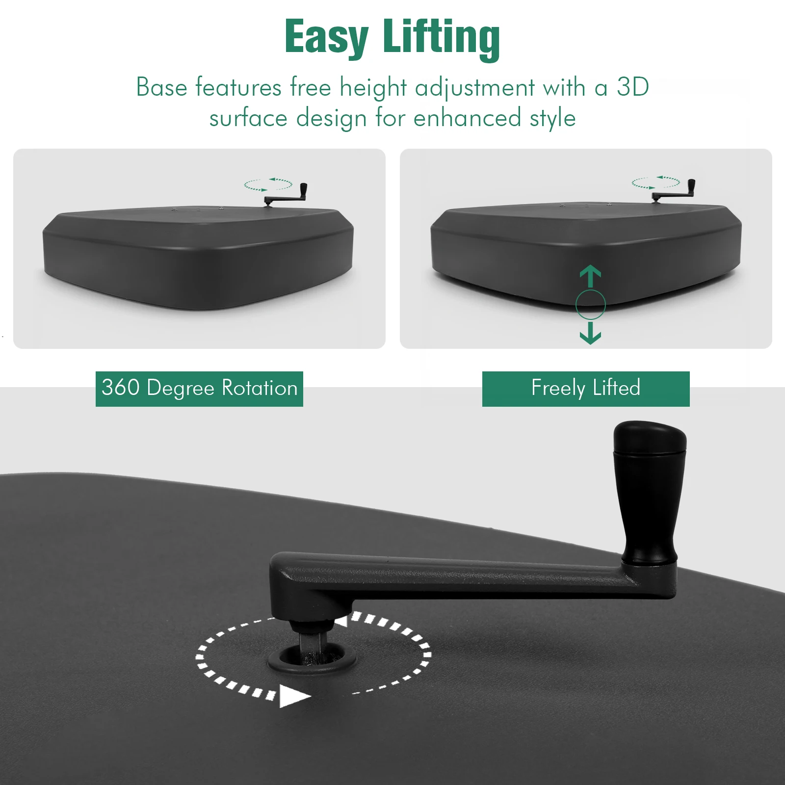 Penyangga Payung Cantilever dengan Roda, Alas Payung Taman Luar Ruangan untuk Dek, Pinggir Kolam Renang, dan Halaman Rumput