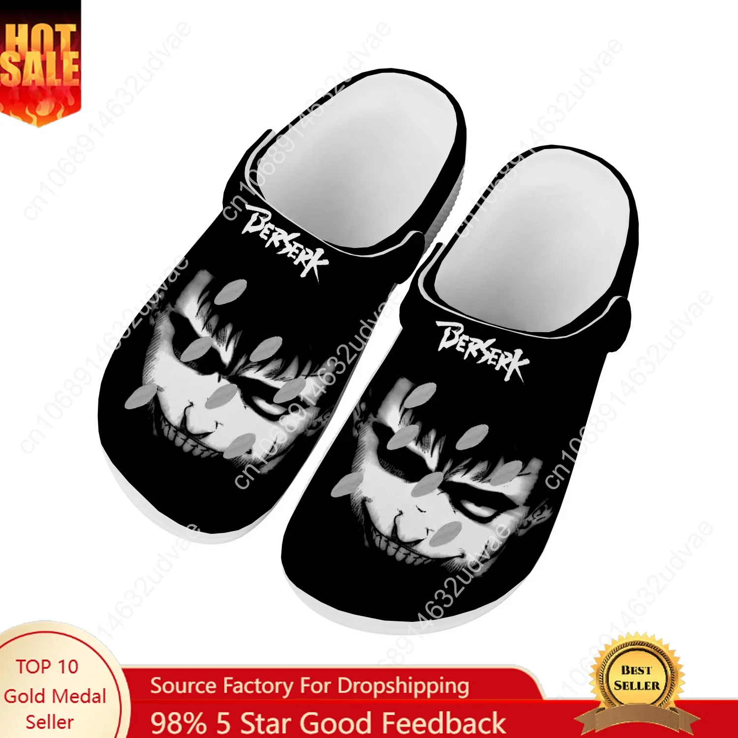Berserk Guts Black Swordsman Water Shoes Mens Womens High Quality Fashion Home Garden Clogs Customizd Sandals Beach Hole Slipper