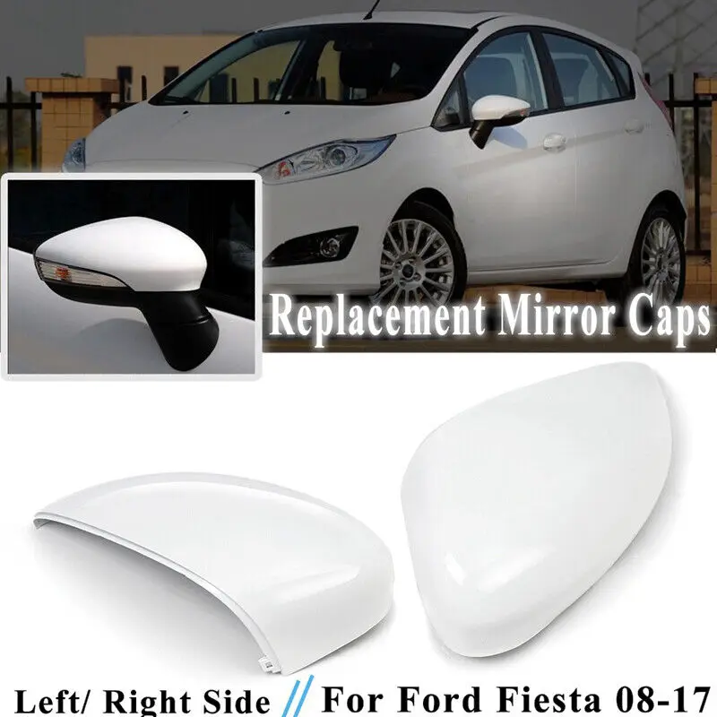 

1 Pair Rearview Mirror Cover White Color Side Wing Trim Clip-On Decor Cap Car Refit Accessories For Ford Fiesta MK7 2008-2017