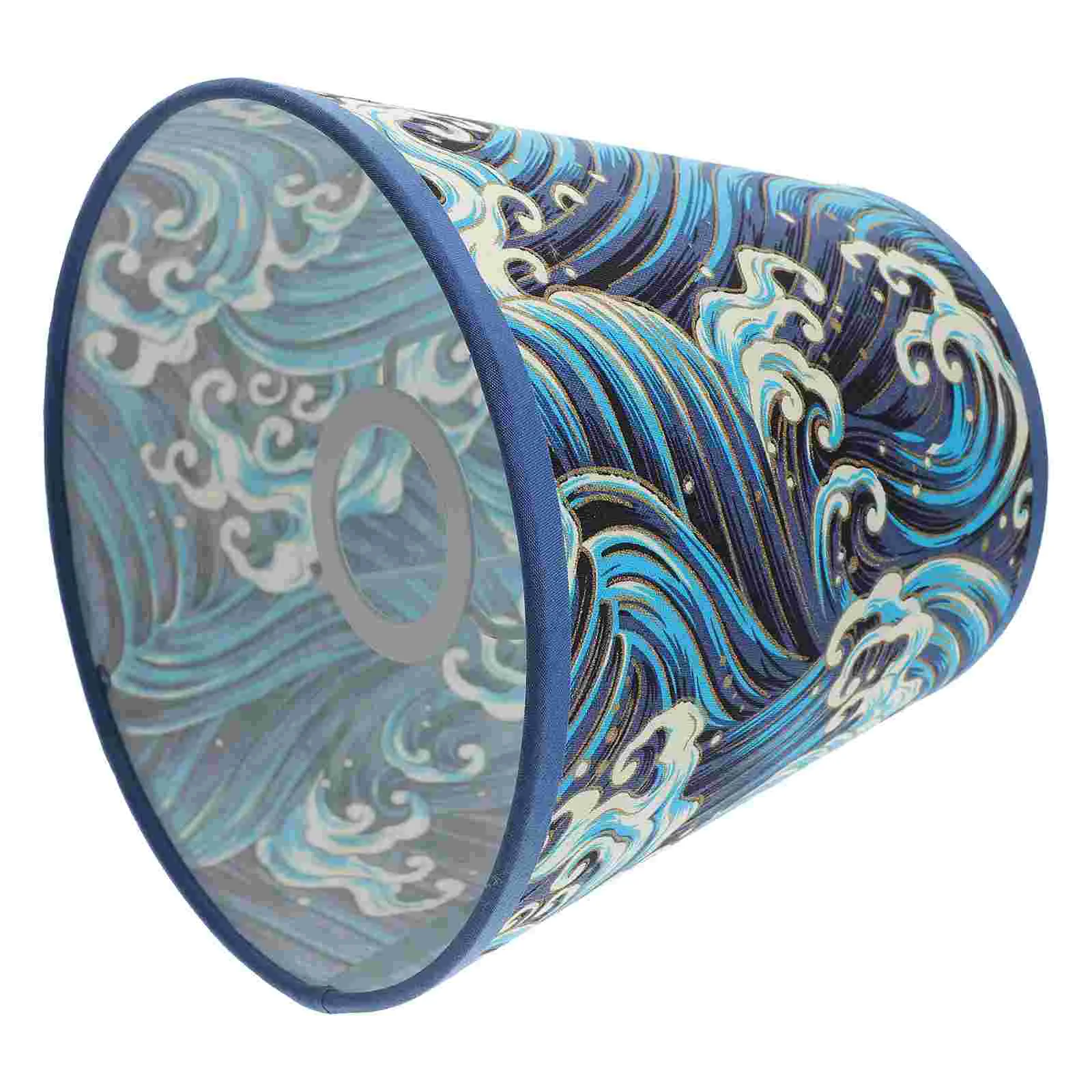 Desk Lamp Shade Fabric Lamp Floor Lampshade Replacement with Sea Wave Print(E27)