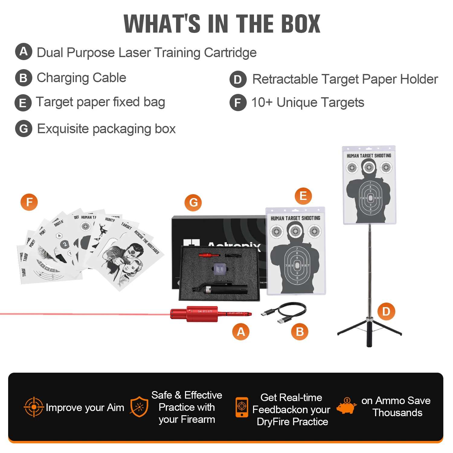 

17-177 Dual purpose red dot laser trainer with electronic target holder, used for dry fire aiming training
