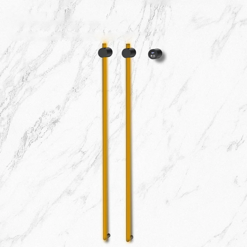 Warmer Bathroom Accessory with Hidden Wires Brushed Gold Electric Towel Rail 2025 Smart Temperature Time Control Heated Towel