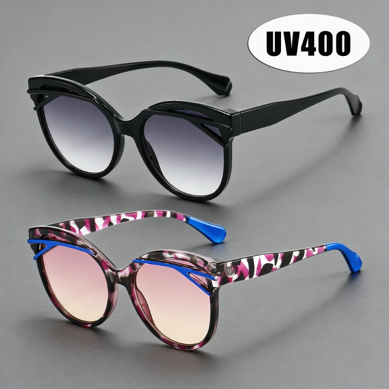 

2026 New Women's INS Style Oversized Oval Sunglasses Luxurious Eyebrow-Line Round Frames Ladies Stylish Eyewear Shades UV400