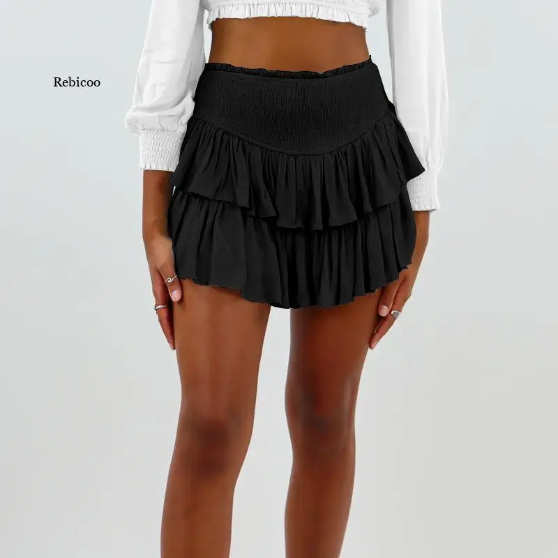 

Women's 2023 Summer New Fashion Solid Color Pleated Skirt Sexy Girl Ruffled Skirt Mini Skirt