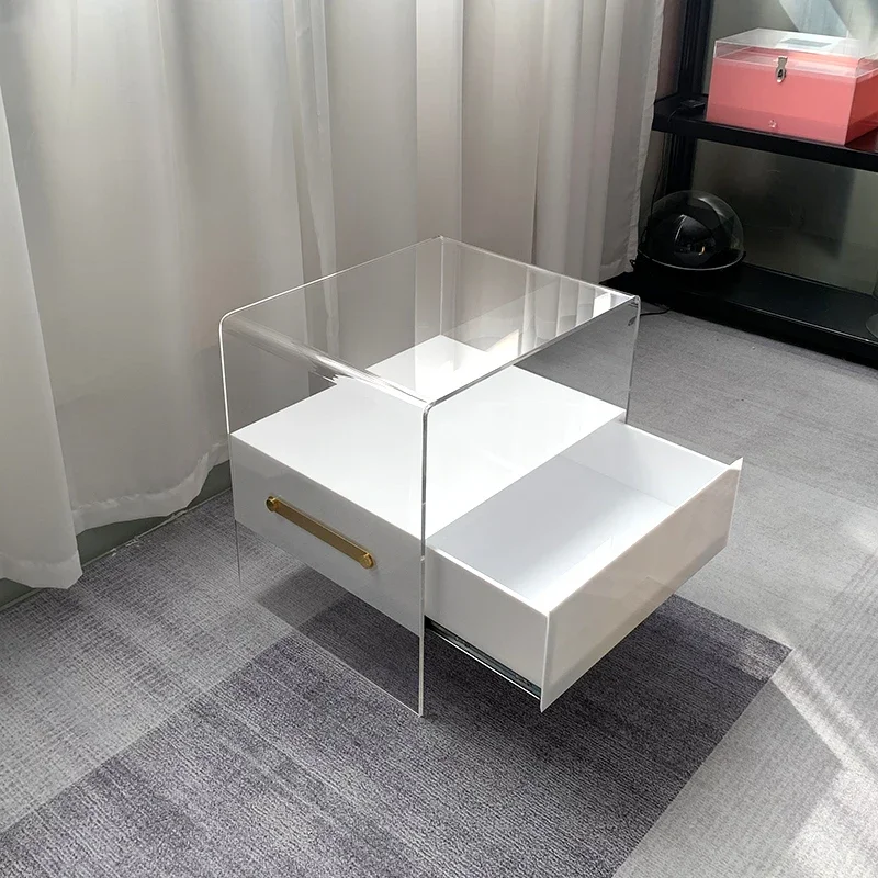 

Acrylic bedside table, simple and modern side table, bedside shelf, simple transparent coffee table locker for household bedroom