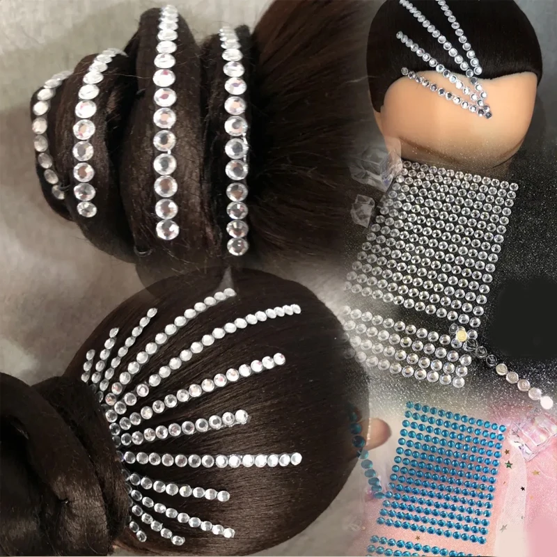 

Self-Adhesive Rhinestone Stickers for Latin Flamenco Dance Hair Face Body Glitter Crystal Decals Women Performance Decor